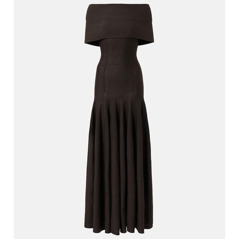 Khaite Ava off-shoulder wool-blend maxi dress
