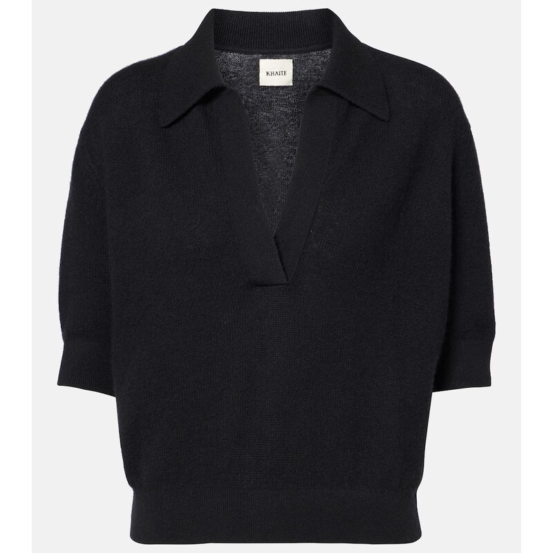 Khaite Shrunked Jo cashmere-blend polo sweater