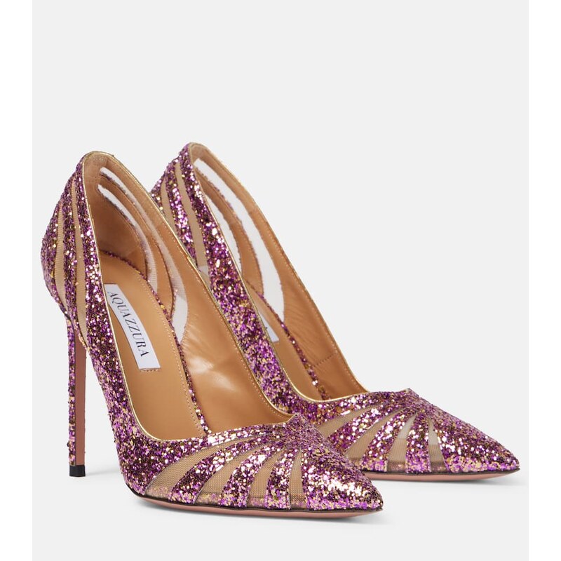 Aquazzura The Spy 105 glitter mesh pumps