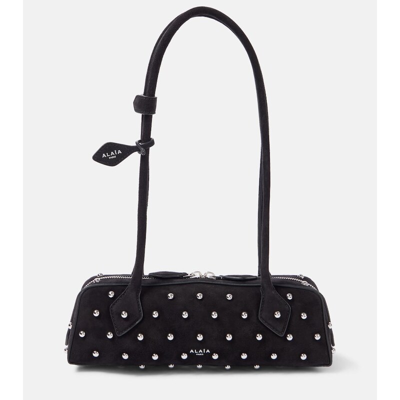 Alaïa Le Teckel Small studded suede shoulder bag