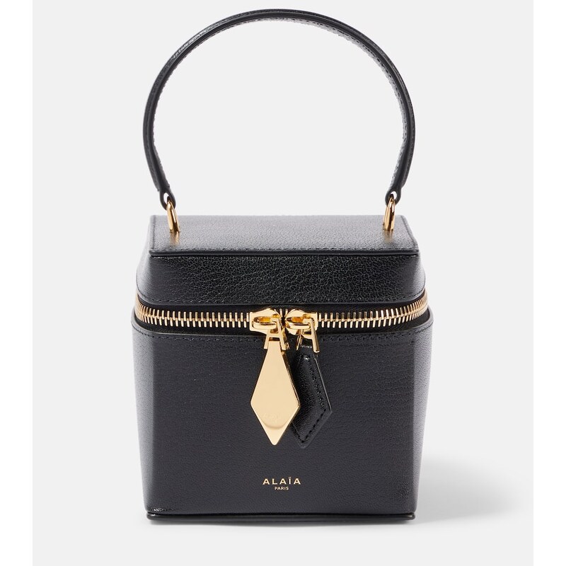 Alaïa Cube kabelka z černé kůže s zlatým vybavením