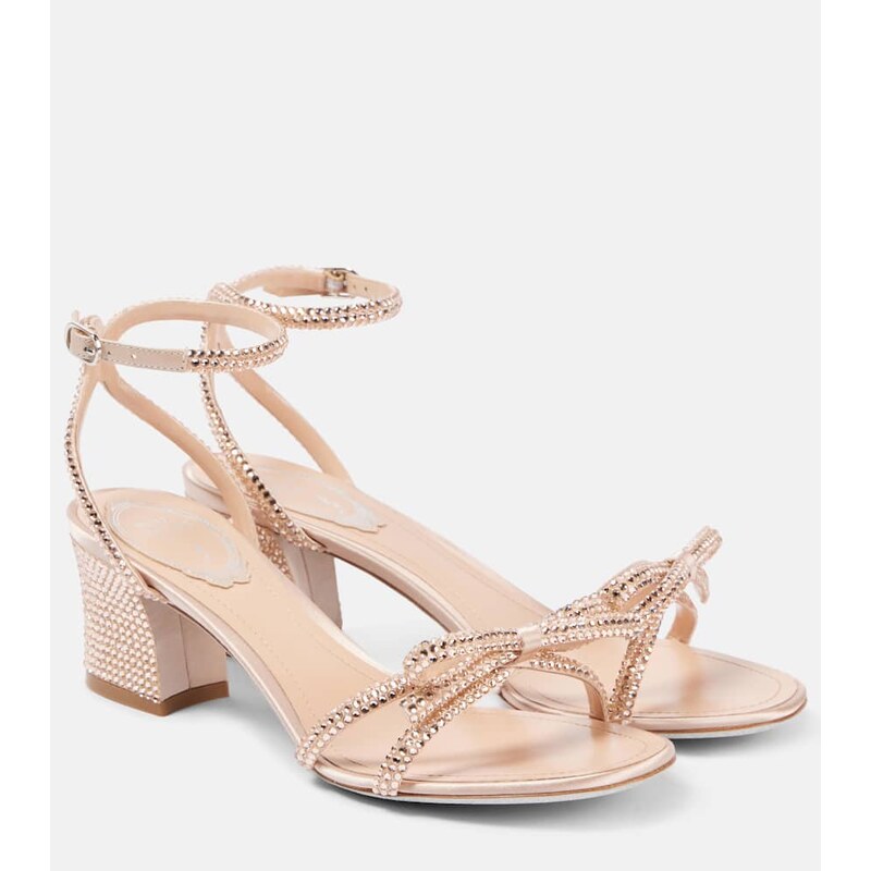 Rene Caovilla 50 embellished bow-detail satin sandals