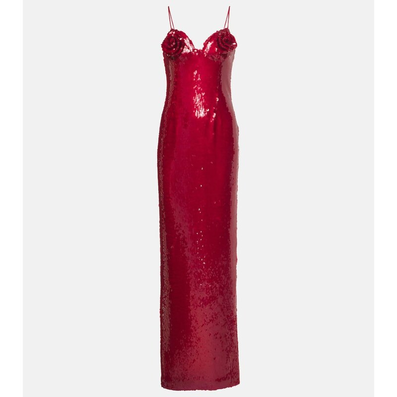 Magda Butrym Floral-appliquÃ sequined gown