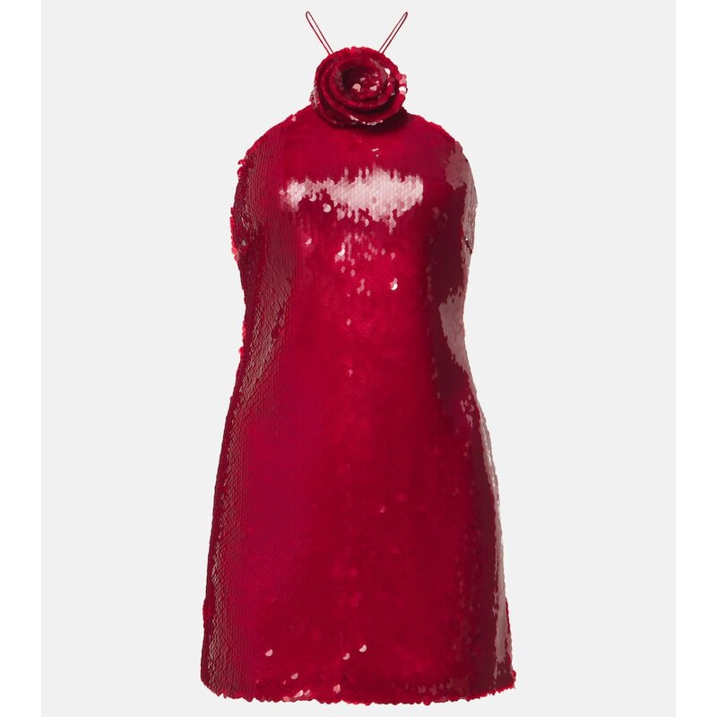 Magda Butrym Floral-appliquÃ sequined halterneck minidress
