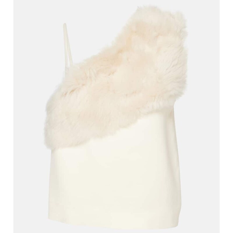 Toteme Shearling-trimmed cady top