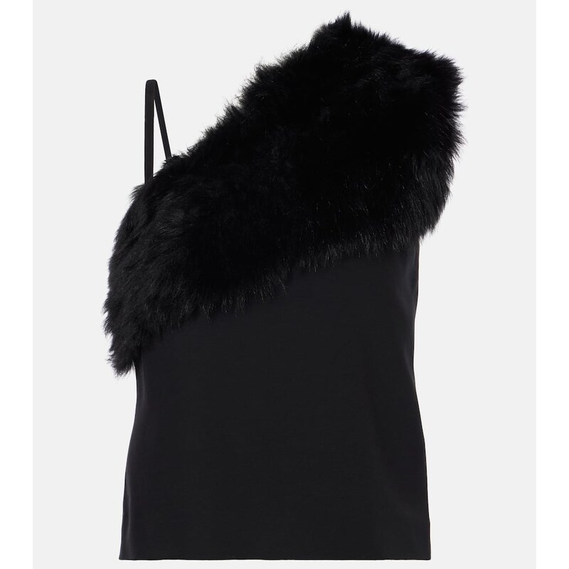 Toteme One-shoulder shearling-trimmed top