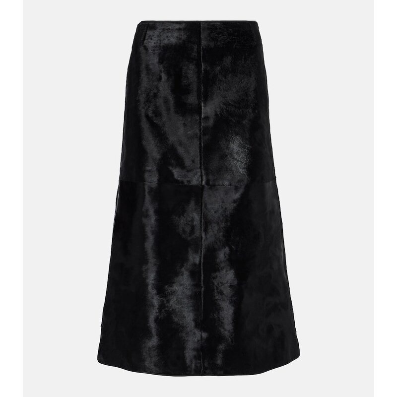 Toteme Paneled calf hair midi skirt