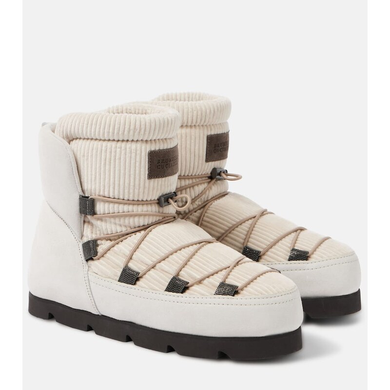 Brunello Cucinelli Shearling-lined corduroy and suede snow boots