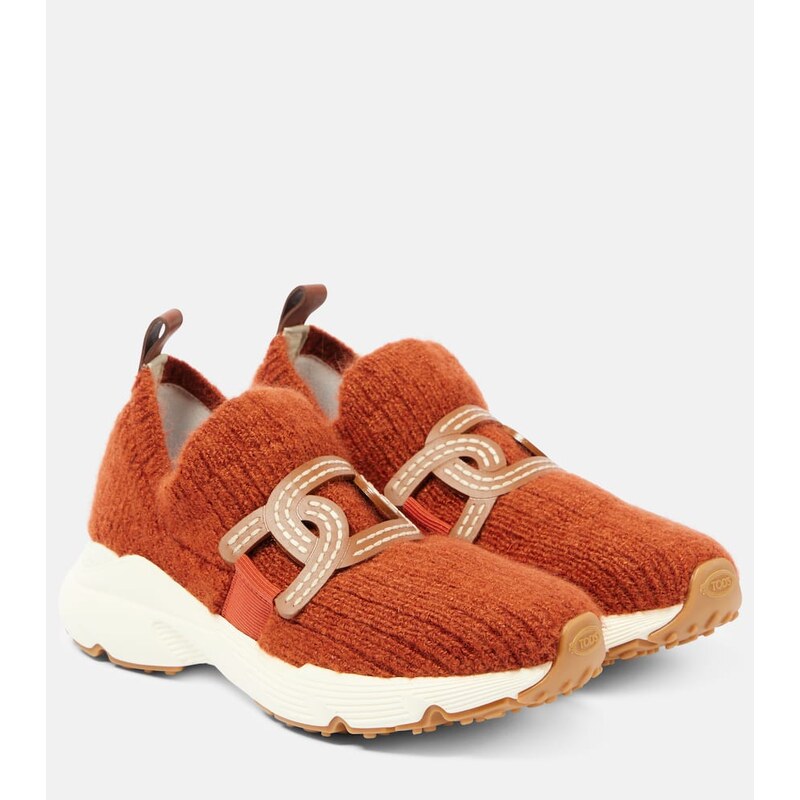 Tods Kate leather-trimmed slip-on sneakers