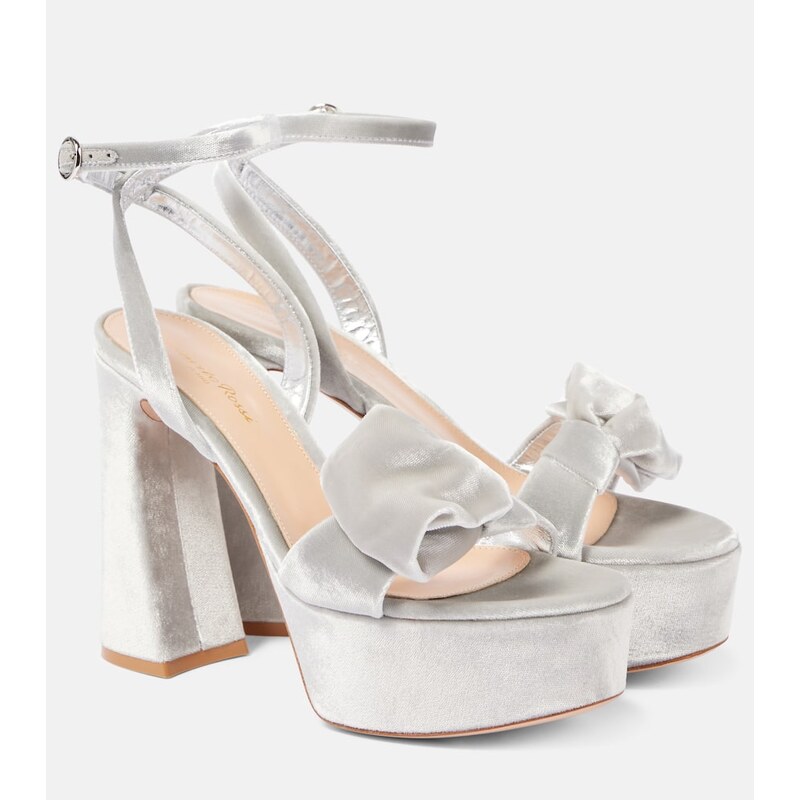 Gianvito Rossi 70 bow-detail velvet platform sandals