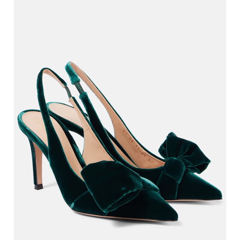 Gianvito Rossi 85 bow-detail velvet slingback pumps