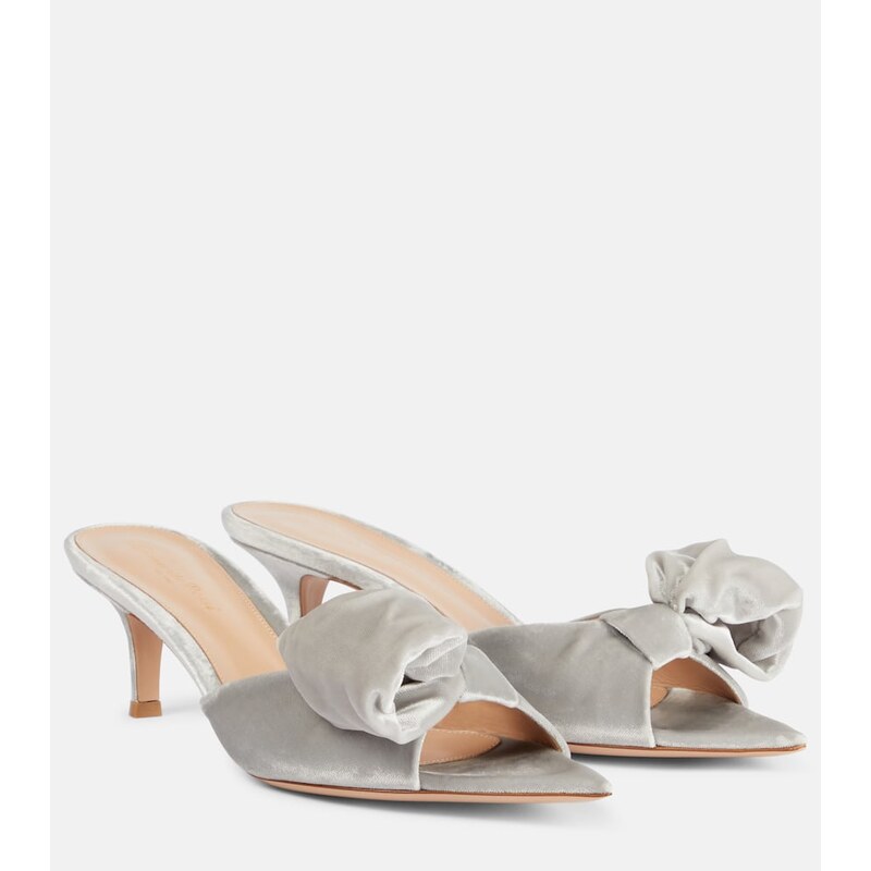 Gianvito Rossi 55 bow-detail velvet mules