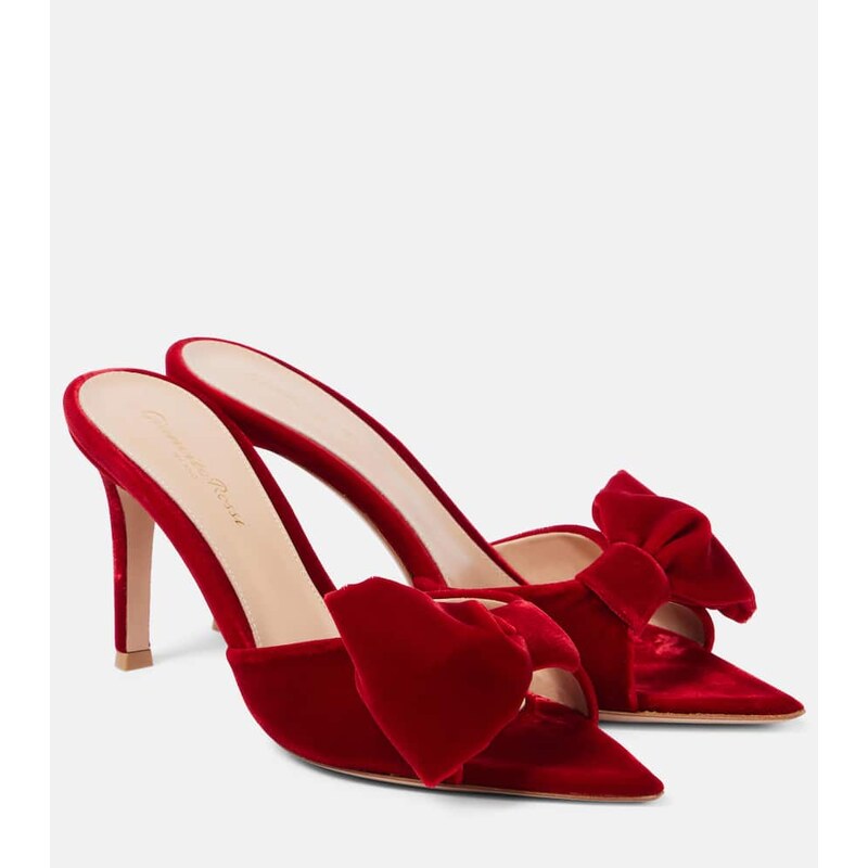 Gianvito Rossi 85 bow-detail velvet mules