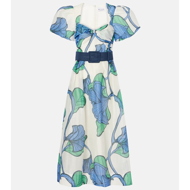 Rebecca Vallance Blue Ivy floral linen and silk midi dress