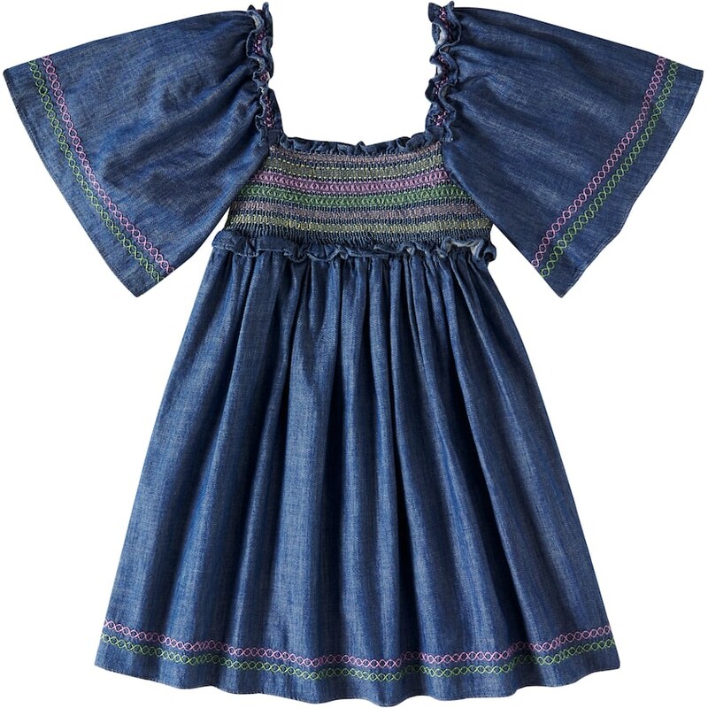 Zimmermann Kids Tallow shirred denim dress