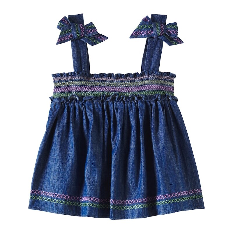 Zimmermann Kids Tallow embroidered denim top