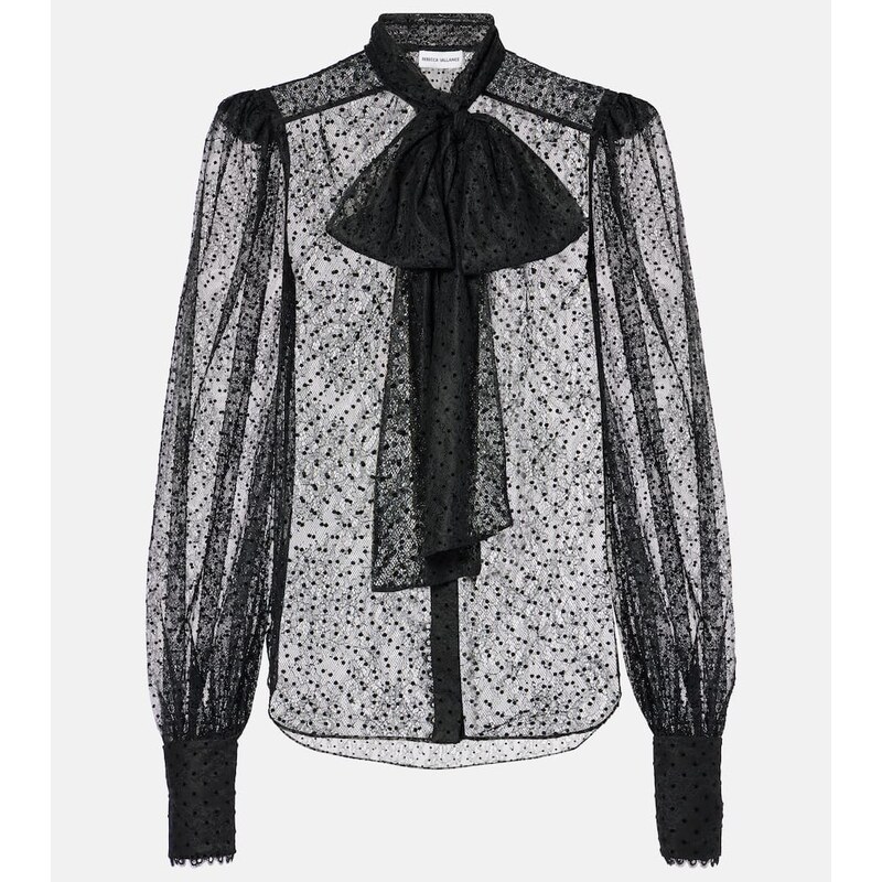 Rebecca Vallance Ethel tie-neck lace blouse