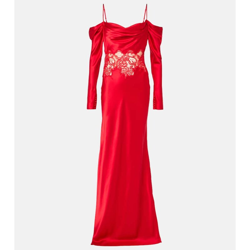 Rebecca Vallance Rubia lace-trimmed silk satin gown