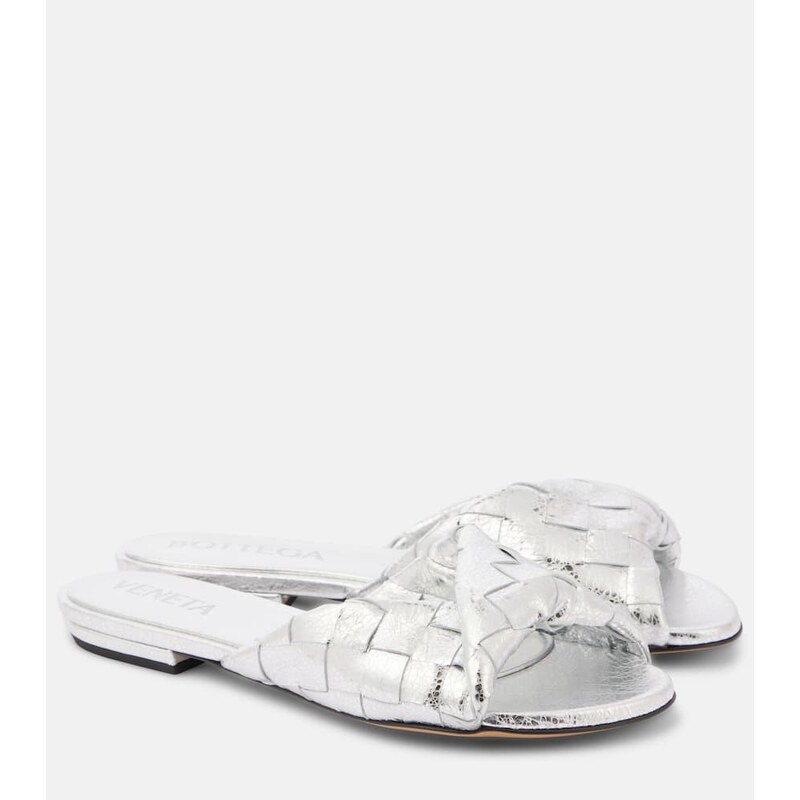 Bottega Veneta Blink Intrecciato metallic leather mules