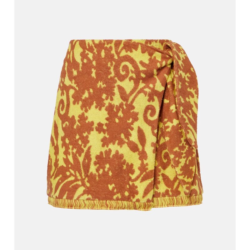 Alémais Amarillo printed cotton-blend wrap skirt