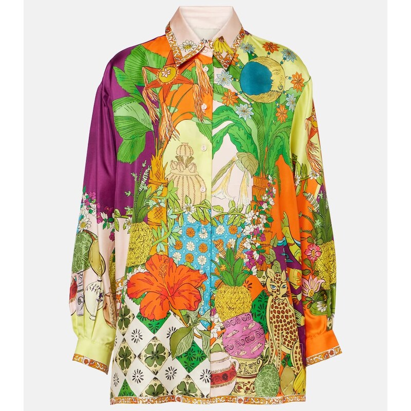 Alémais Tiger printed silk twill shirt