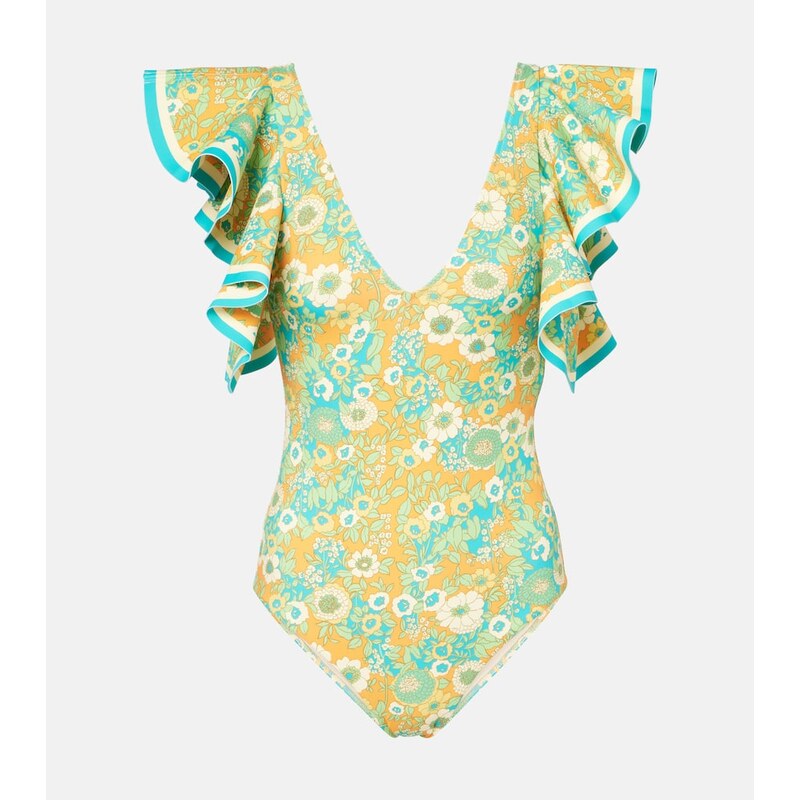 Alémais Cristina ruffled printed swimsuit