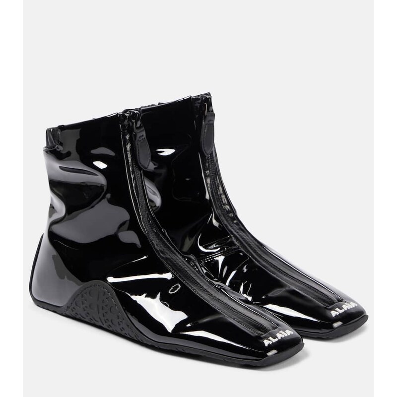 Alaïa Sneaker faux patent leather ankle boots