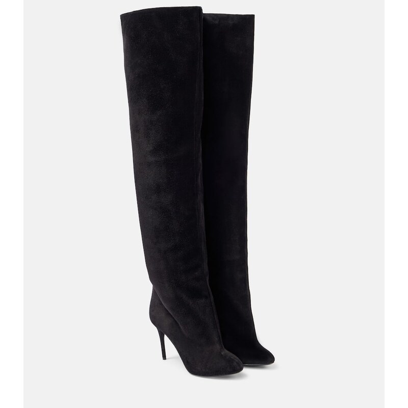 Alaïa Decollete Cuissardes suede knee-high boots