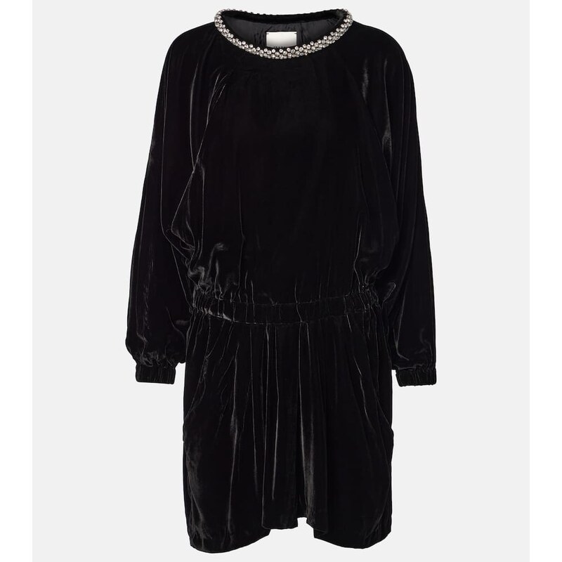 Isabel Marant Beniga crystal-embellished velvet minidress