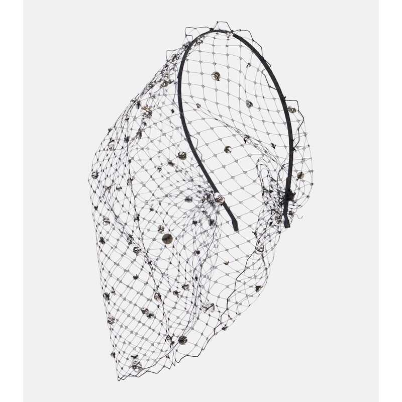 Jennifer Behr Stella embellished fishnet headband