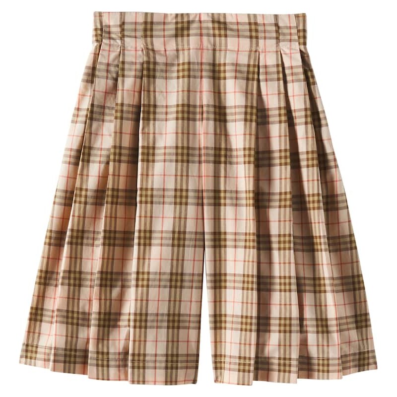 Burberry Kids Burberry Check pleated cotton Bermuda pants