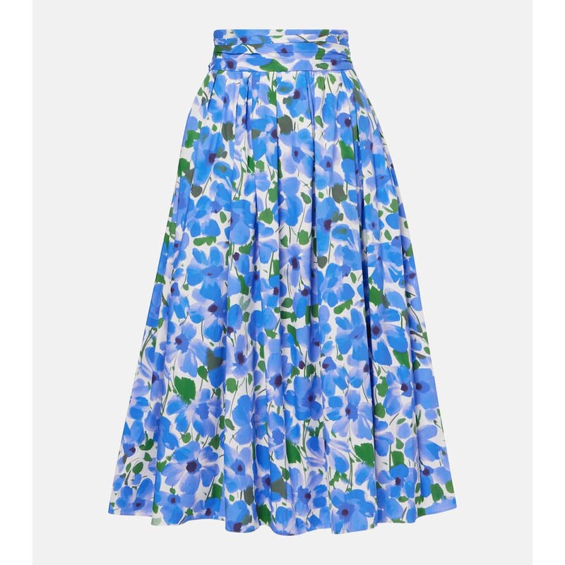 Carolina Herrera Floral cotton-blend midi skirt