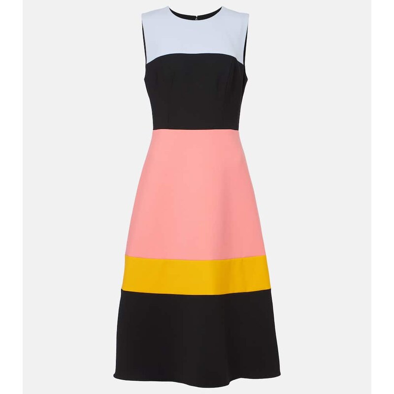 Carolina Herrera Colorblocked wool-blend midi dress
