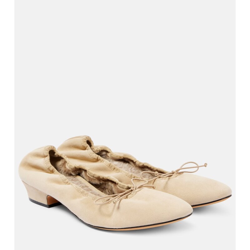 The Row Awar shearling-lined suede ballet flats