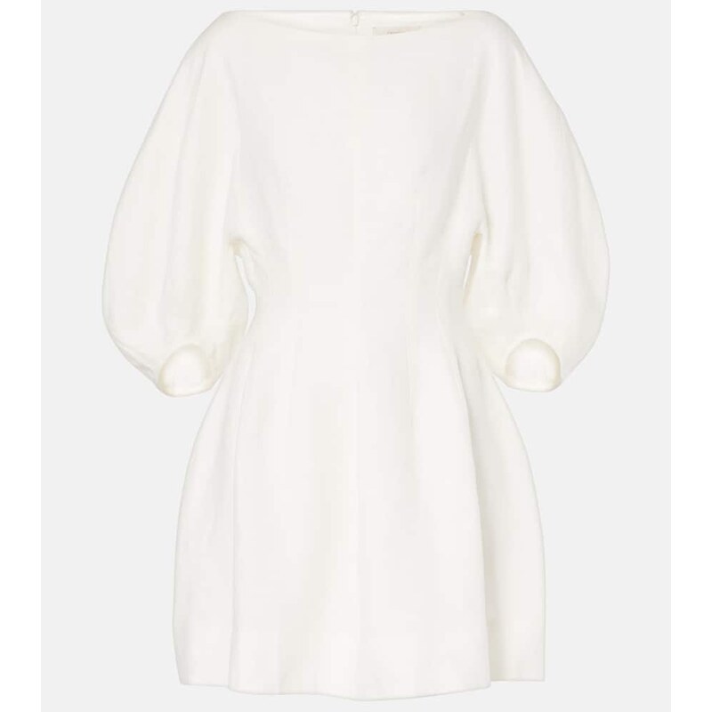 Faithfull Puff-sleeve linen minidress