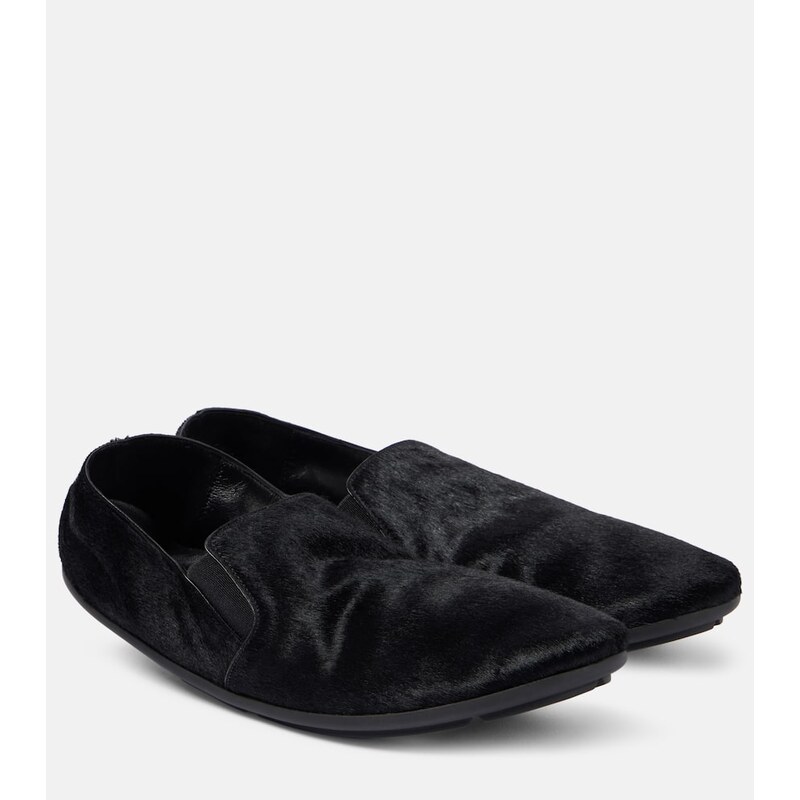 The Row Vincit pony hair slip-on shoes