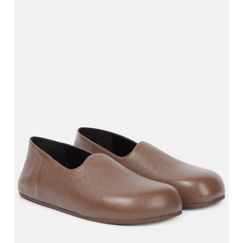 The Row Hugh leather slip-on shoes