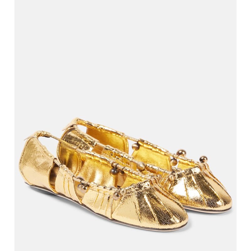 Chloe ChloÃ Luna cutout metallic leather ballet flats