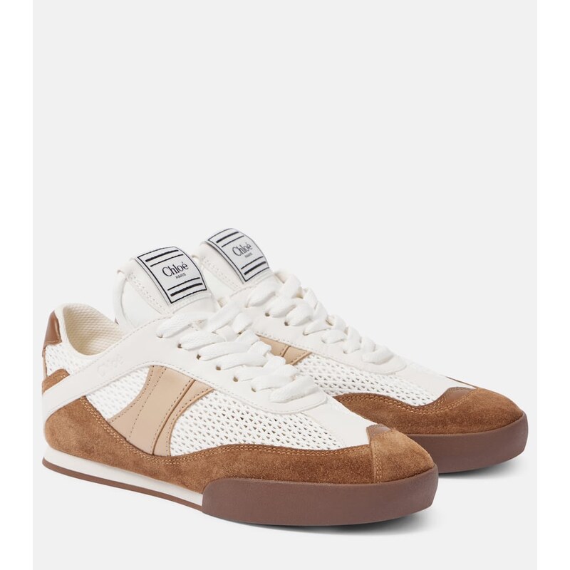 Chloe ChloÃ Kick suede and leather-trimmed sneakers