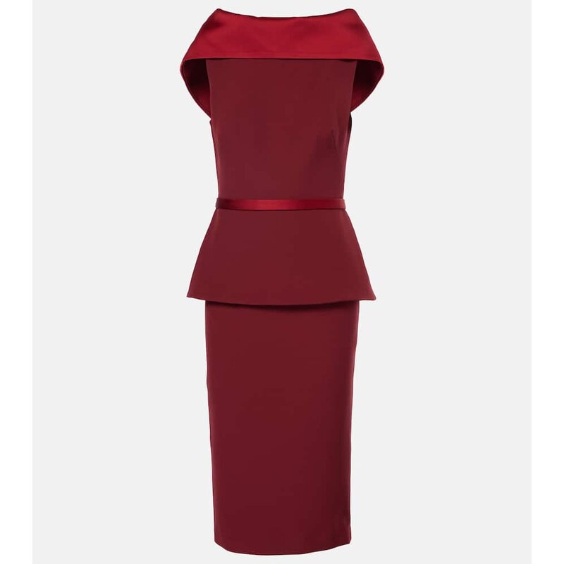 Safiyaa Rella draped peplum heavy crÃªpe midi dress