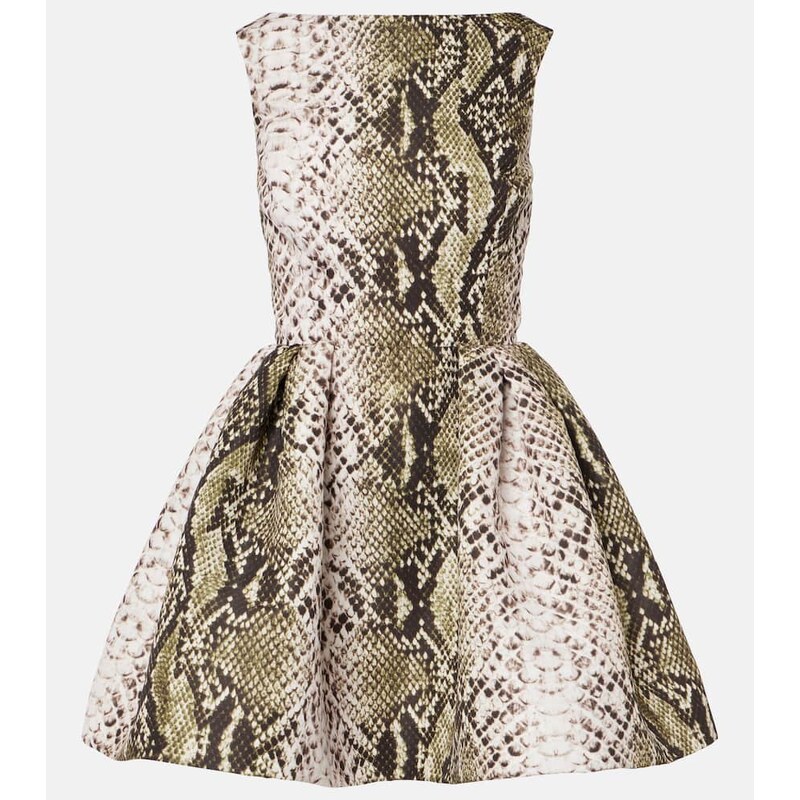 Oscar de la Renta Snake-print faille minidress