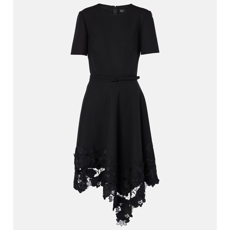 Oscar de la Renta Asymmetric wool-blend midi dress