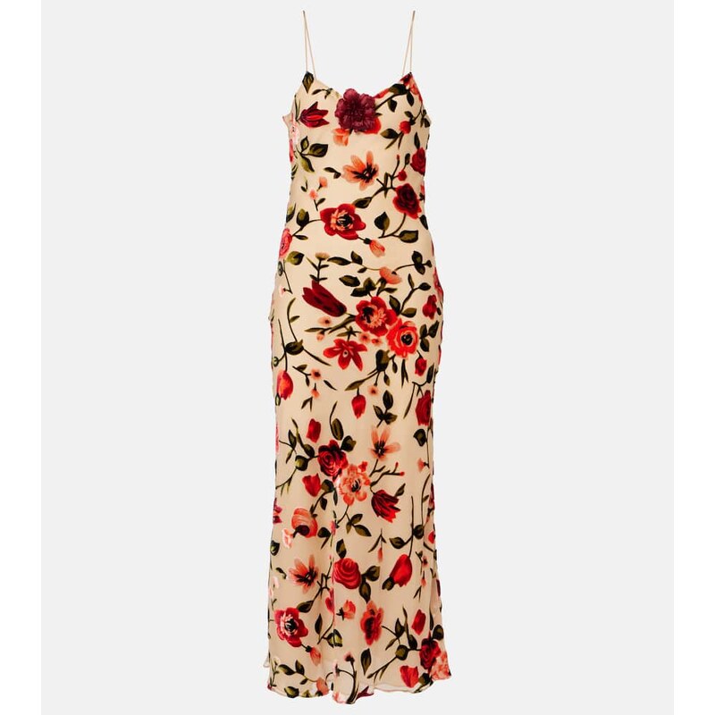 Rodarte Sheer floral velvet devorÃ slip dress