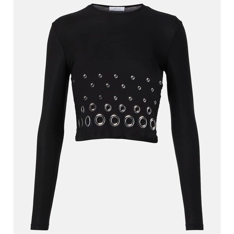 Krátké topy Rabanne Embellished top v barvě Ivory Glow