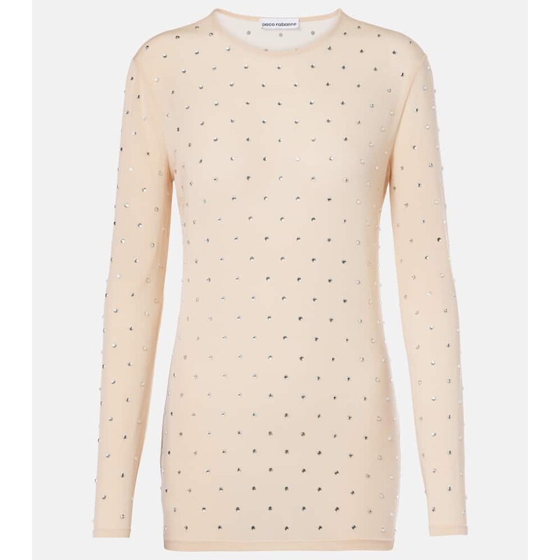 Rabanne Crystal-embellished semi-sheer top