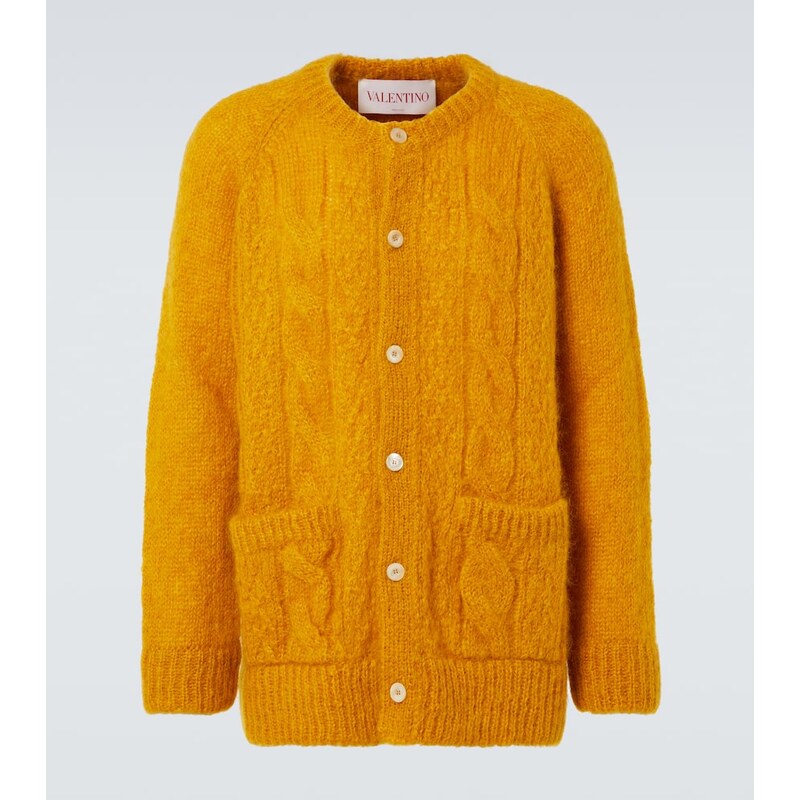Valentino Cable-knit mohair-blend cardigan