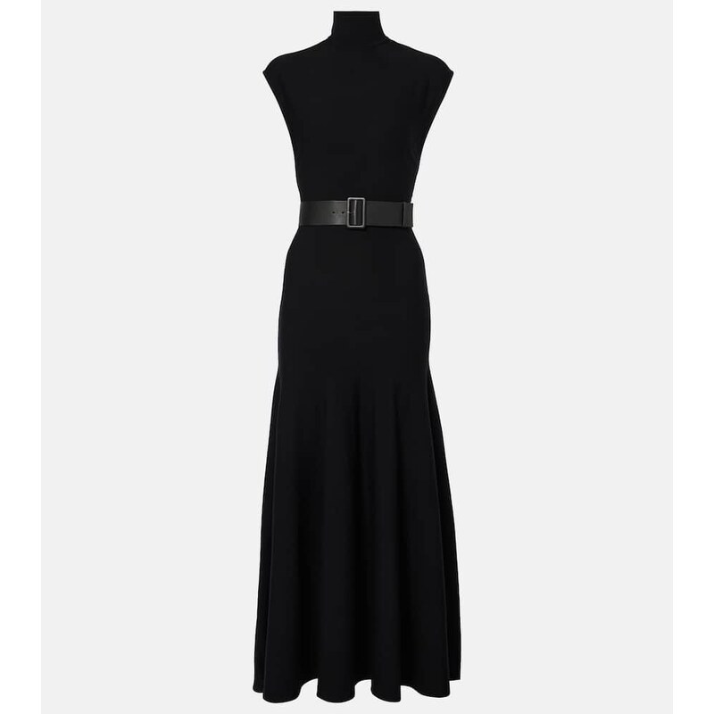 Alaïa Belted wool-blend midi dress