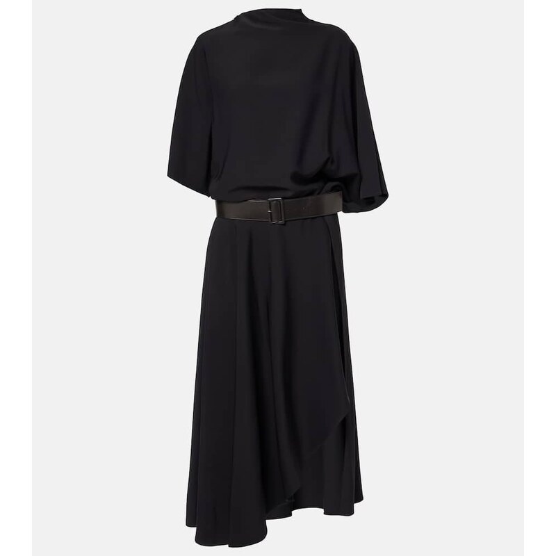 Alaïa Belted leather-trimmed midi dress