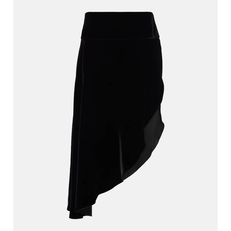 Alaïa Asymmetric velvet midi skirt