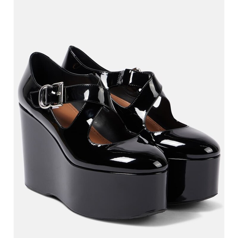 Alaïa Criss Cross patent leather wedges